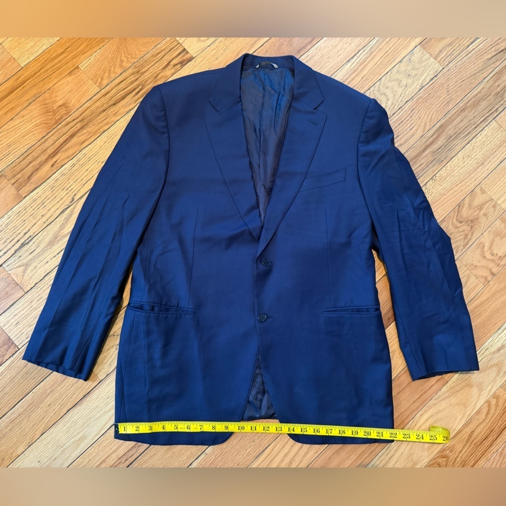 CANALI Travel + Water Resistant Navy Blue Striped Wool Sport Coat Men’s Size 46R - Picture 11 of 15